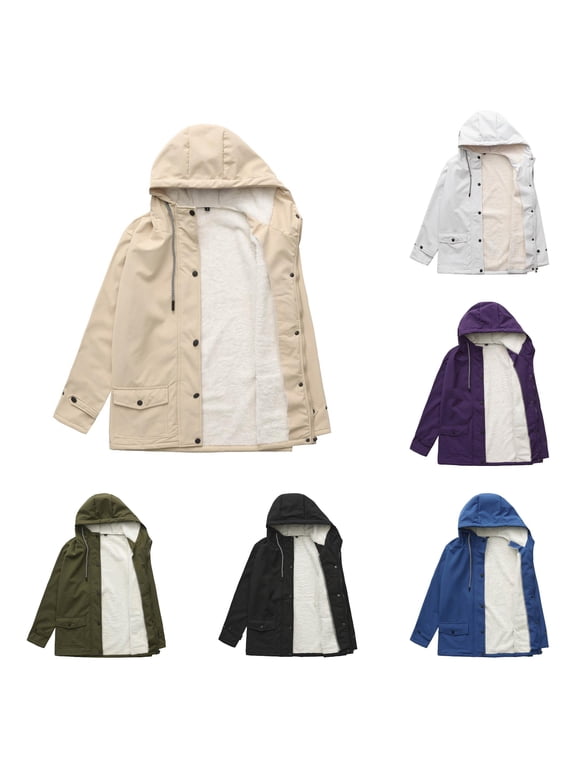 Womens Lined Hooded Nylon Windbreaker Dual Reinforced Flap Pockets Opaque Six Color Durable Easy Care Loose Outdoor Casual Outerwear 1 Count S-XXXL True To Size Plus Size Friendly