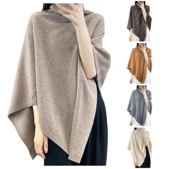 Unir Womens Sweaters, Sweaters For Women, Womens Solid Turtleneck Knit Poncho Wrap, Oversized Cape Style Chunky Sweater Top, 1 Unit, One‑Size, Plus Size Friendly