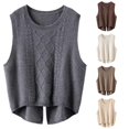 thumbnail image 1 of Unir Womens Vests Casual Solid Cable Knit Crew Neck Cropped Split Hem Polyester Sleeveless Sweater Vest Daily Basic Waistcoat S-XXL Cozy Wear 1Pc, 1 of 7