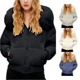 thumbnail image 1 of Unir Womens Winter Coats, Quilted Jackets For Women, Cropped Puffer Jacket With Faux Fur Hood, Zip Up Short Winter Outerwear, S‑XL, 1 of 4