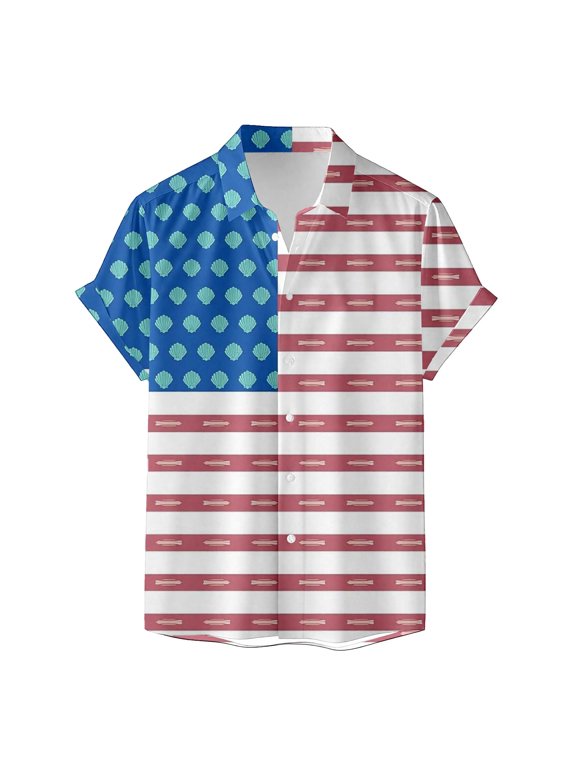 Resistant Women Button Front Shirt, Split Shell Striped Print Lightweight Polyester Short Sleeve Blouse, Low Maintenance Casual Vacation Cover Up, 1 Piece, S-XXL, Plus Size Friendly