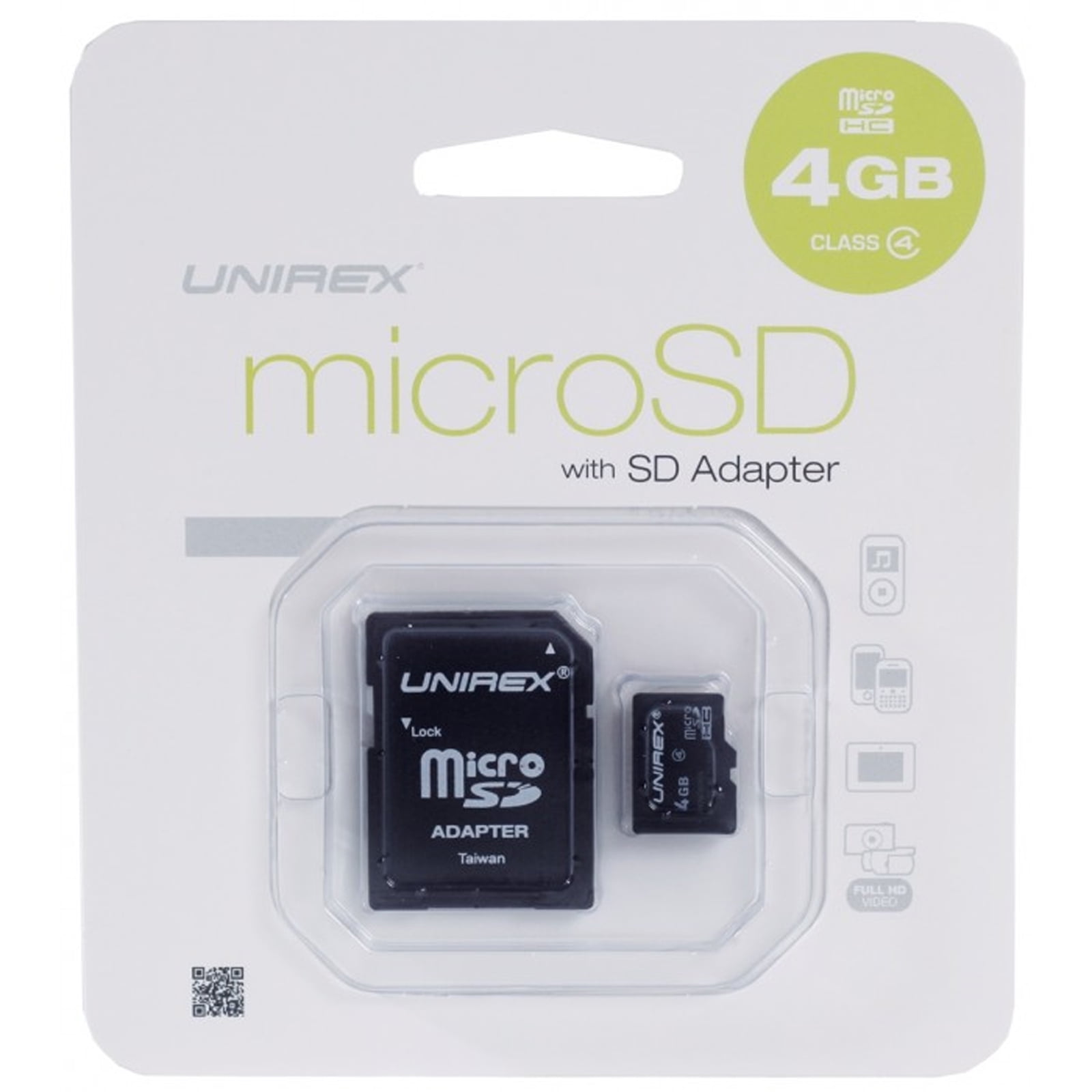 Unirex MicroSD High Capacity Card 4GB Class 4 with SD Adapter