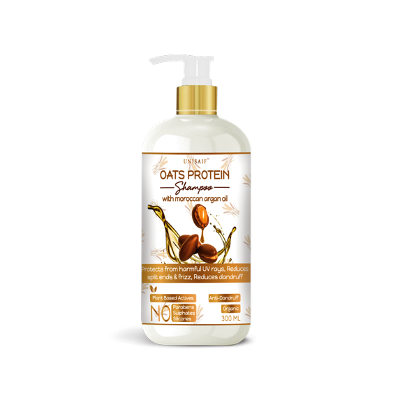 Unisaif Oats Protein Organic Shampoo With Moroccan Argan Oil, Repair&Strengthens Hair with Oats Protein, Nourishing&Hydrating, Deeply Moisturizing, Restorative Gentle Cleanser for All Hair Types-300ml