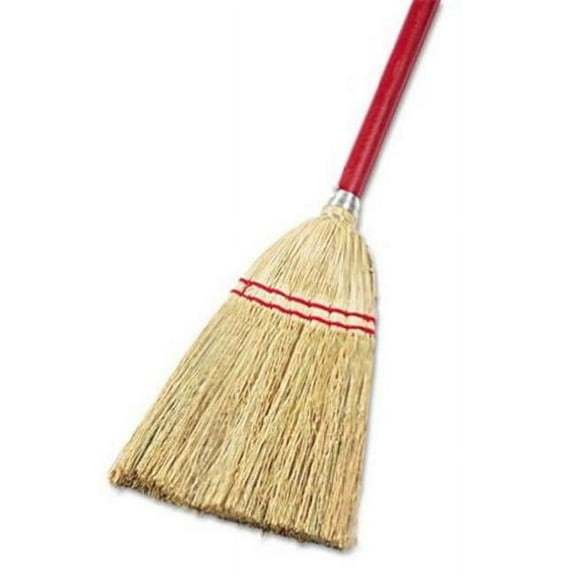 Unisan 951TEA Lobby/Toy Broom- Corn Fiber Bristles- 39'' Wood Handle- Red/Yellow