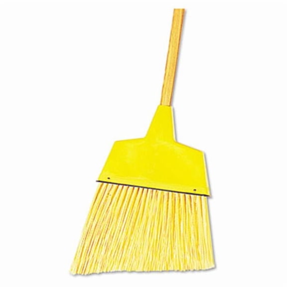 Unisan 932A Angler Broom Plastic Bristles 42 Wood Handle Yellow