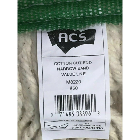 Unisan UNS2020R Cotton Cut End Narrow Band Replacement Mop Head White M8220