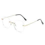 Unisex -1.0~-4.0 Anti Blue-ray Frameless Frame Optical Glasses Eyeglasses Myopia Glasses Eyewear GOLD STRENGTH -3.50