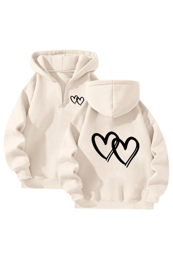Unisex 1/4 Zip Up Couple Hoodies 2025 Comfy Oversized Sweatshirts Fashion Long Sleeve Casual Lightweight Y2K Hooded Tops (Beige, L)