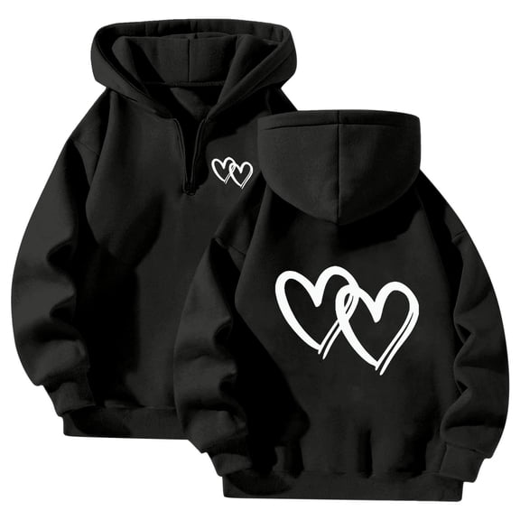 Unisex 1/4 Zip Up Couple Hoodies 2025 Comfy Oversized Sweatshirts Fashion Long Sleeve Casual Lightweight Y2K Hooded Tops (Black, L)