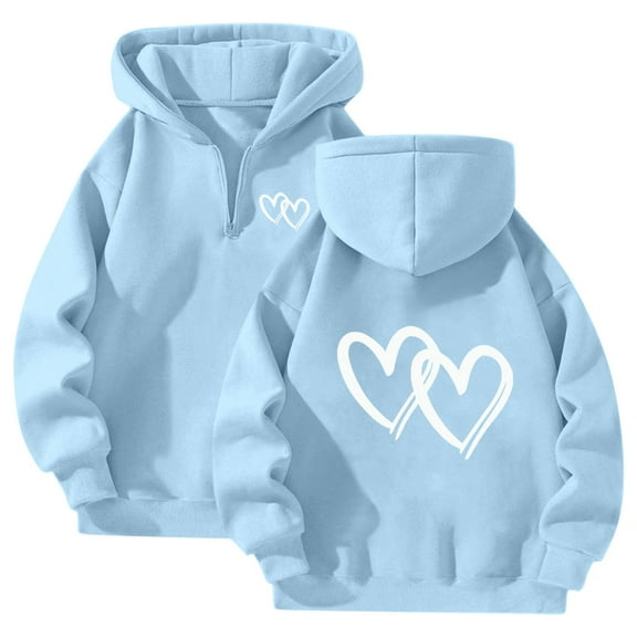 Unisex 1/4 Zip Up Couple Hoodies 2025 Comfy Oversized Sweatshirts Fashion Long Sleeve Casual Lightweight Y2K Hooded Tops (Light Blue, S)