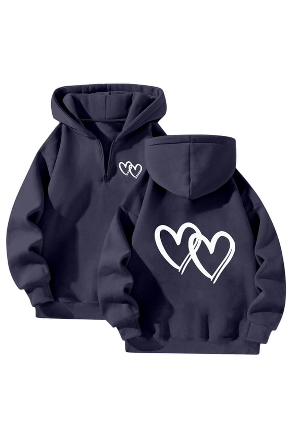 Unisex 1/4 Zip Up Couple Hoodies 2025 Comfy Oversized Sweatshirts Fashion Long Sleeve Casual Lightweight Y2K Hooded Tops (Navy, XXXL)