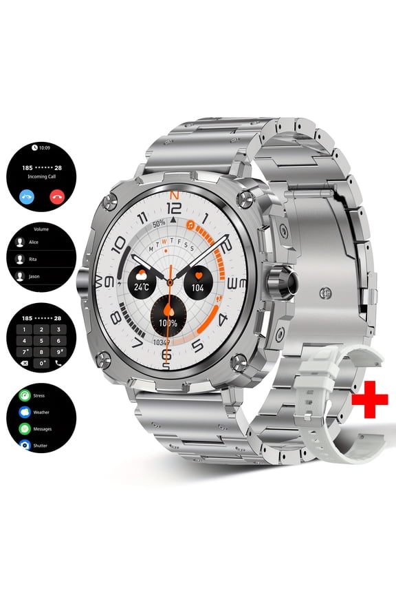 Unisex Smart Sports Watch, 1.43" HD Touch Screen, BT Call, Multi-Sports Modes, Multi-APP Alerts, iPhone & Android Compatible