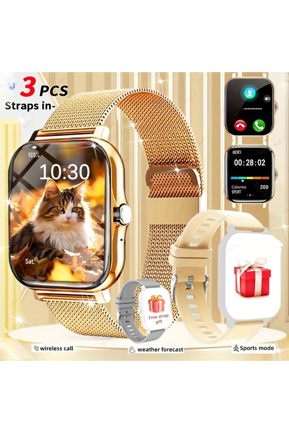 Unisex 1.83'' Full Touch Smartwatch - Wireless Call/Alerts, Multi-Sport Modes, USB Rechargeable, for iOS & Android, Ideal Gift