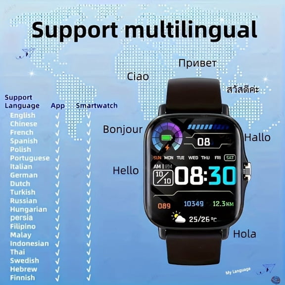 Unisex 1.83" Full Touch Smartwatch, Wireless Call, Message, Pedometer, Remote Camera/Music, Multi-Sport, Fitness Tracker for iPhone/Android