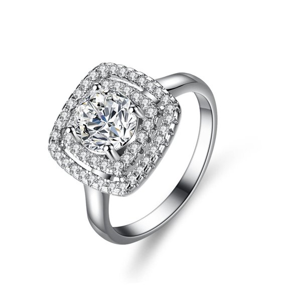 Unisex 1 Carat Zircon Ring Copper Electroplated Six Claw Engagement Wedding Anniversary Gift For All Occasions