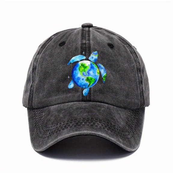Unisex 100% Cotton Adjustable Baseball Cap Lightweight SunProtective & Breathable Hat with Vibrant Digital Prints (Alphabet, Numbers, Turtle & Earth Design) for Outdoor, Casual, AllSeason Wear, B