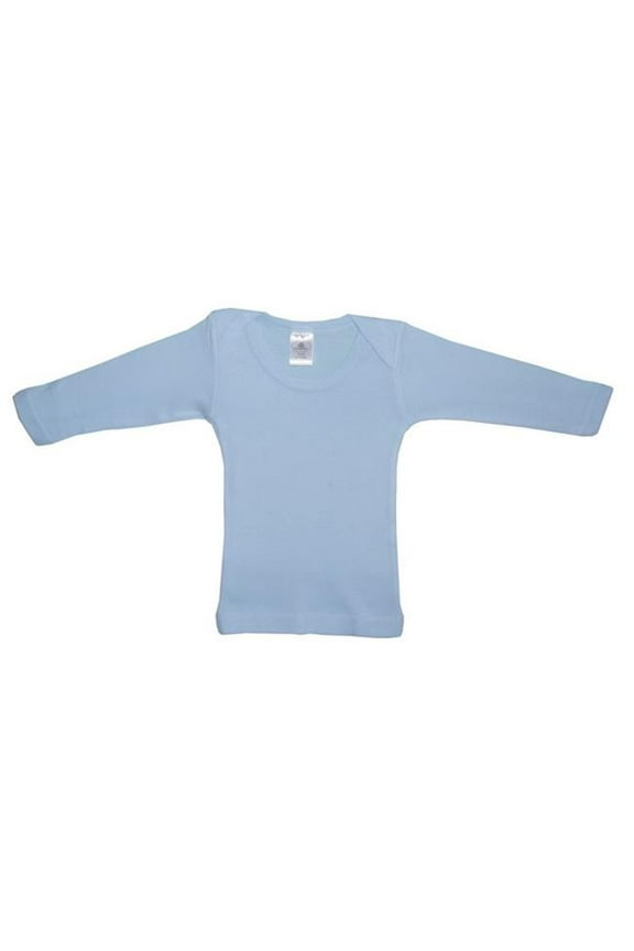 051B 6-12 Pastel Blue Long Sleeve Lap Shirt, Size 6-12 Months