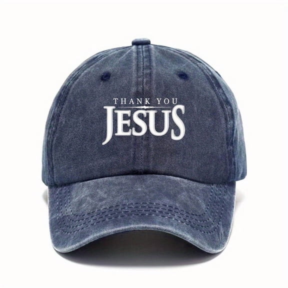 Unisex 100% Cotton Baseball Cap with Floral Print & "Thank You Jesus" Design Lightweight Breathable SunProtective Hat for Outdoor Sports, Summer, All Seasons Adjustable Snapback Closure, Basebal