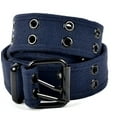 thumbnail image 1 of Unisex 100% Cotton Canvas Belt Double Hole For Men Women Buckle Jean (M 34-36, Navy), 1 of 2