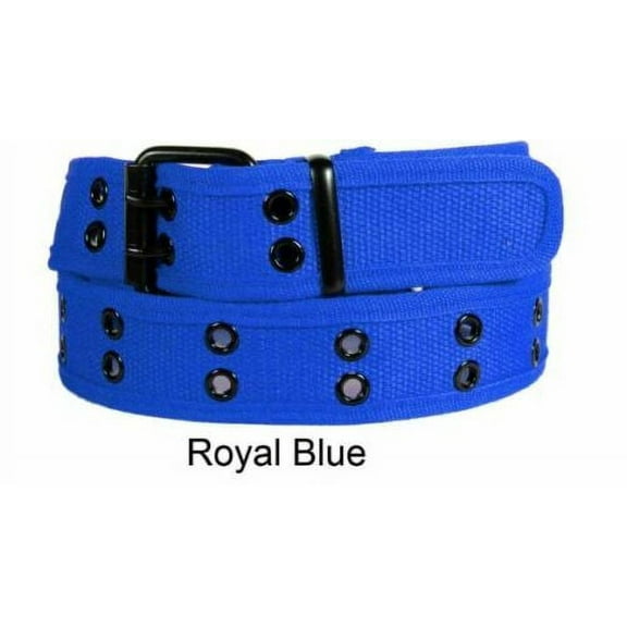 Unisex 100% Cotton Canvas Belt Double Hole For Men Women Buckle Jean (S, Blue)