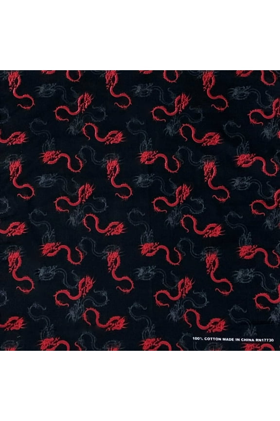 Unisex 100% Cotton Multi-Purpose Bandana Head Wrap Multi-Packs, Dragon, 1 Piece