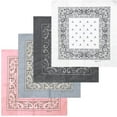 thumbnail image 1 of Unisex 100% Cotton Multi-Purpose Bandana Head Wrap Multi-Packs, Light Pink / Aqua / Charcoal / White, 12 Pieces, 1 of 1