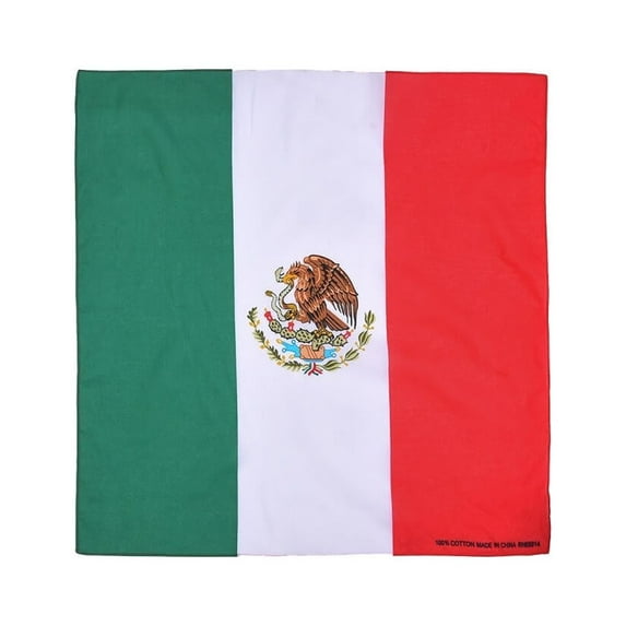 Unisex 100% Cotton Multi-Purpose Bandana Head Wrap Multi-Packs, Mexico Flag, 12 Pieces