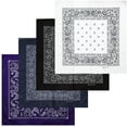 thumbnail image 1 of Unisex 100% Cotton Multi-Purpose Bandana Head Wrap Multi-Packs, Purple / Black / White / Navy, 12 Pieces, 1 of 1