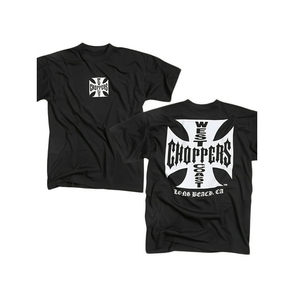 Unisex 100% Cotton Short Sleeve T-Shirt - Black with White West Choppers Beach Graphic Print, Breathable Summer Casual Tee, Machine Washable Round Neck Top for Men & Women, Ideal Gift for Birthday