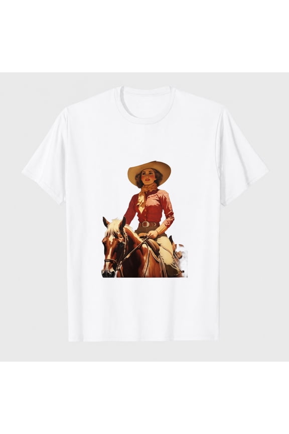 Unisex 100% Cotton T-Shirt Rodeo Horse Cowboy Graphic Vintage Western Style for Rodeo Party