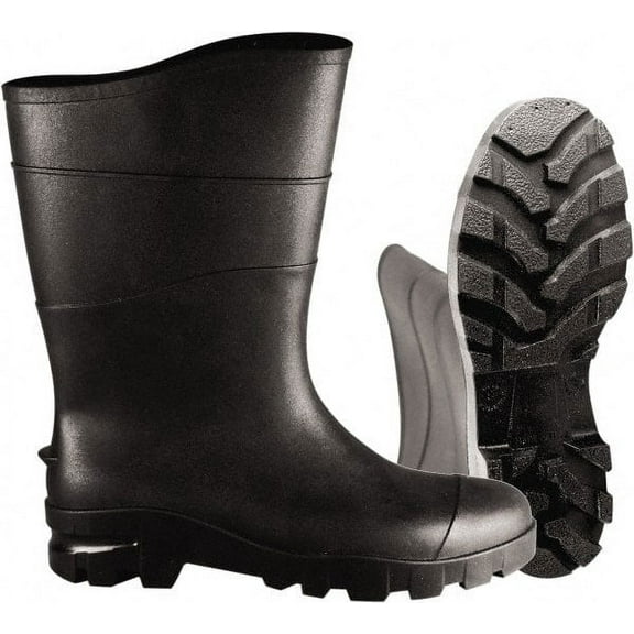 PRO-SAFE Unisex Size 12 Medium Width Plain Work Boot Black, PVC Upper, 13" High, Non-Slip, Waterproof