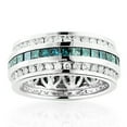 thumbnail image 1 of Unisex 14K White Blue Natural 2.6 Ctw Diamonds Eternity Ring For Him Her (White Gold Size 10), 1 of 3