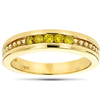 Unisex 14k Mens&Womens Five Yellow Natural 0.25 Ctw Diamond Wedding Band (Yellow Gold Size 9.5)