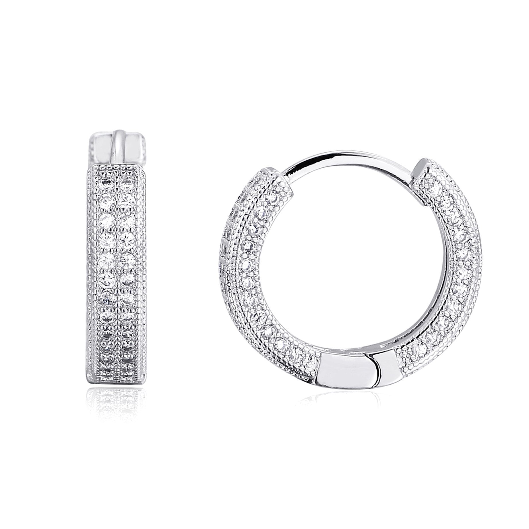 Yellow Gold Plated Iced Small Cz Sterling Silver Huggie Hoop Earrings For  Men