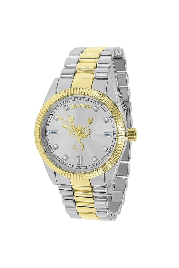 Unisex 18K 2 Tone Gold Finish Scorpio Zodiac Sign Astrology Metal Band Custom Watch 40mm