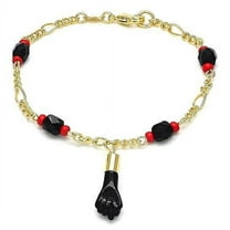 Unisex 18K Gold Filled Azabache Black Hand Figa Kabbalah Baby Kid Women Men 6 and 7 Inches