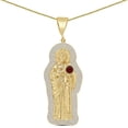thumbnail image 1 of Unisex 2.75'' 14K Yellow Gold Finish Simulated Diamond 1.00 Cwt. Saint Jude San Judas Tadeo Religious Charm Pendant Rope Chain Neckless 18+ Grams, 1 of 3