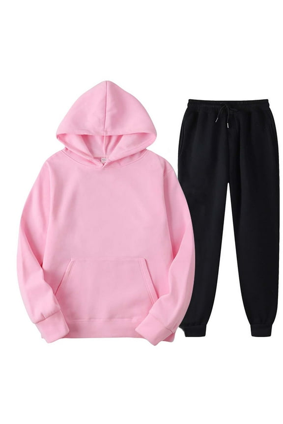 Unisex 2 PC Sweatsuit Set Men Women Oversized Long Sleeve Hoodiess Pullover Sweatshirt Tracksuit Jogger Sweatpants