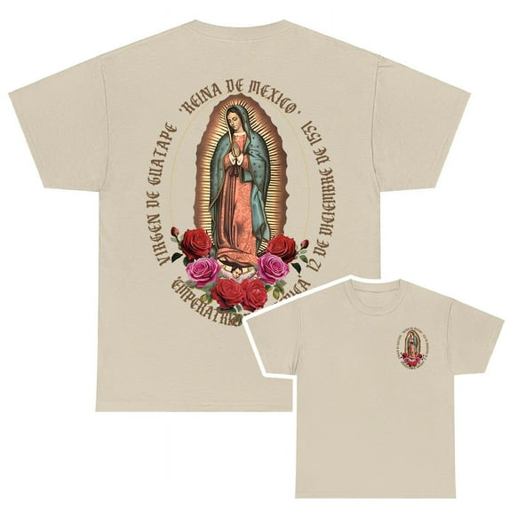 2 Sided Our Lady of Guadalupe Virgin Mary T-Shirt, Great Gift Tee Shirt Unisex Classic Cotton Fabric