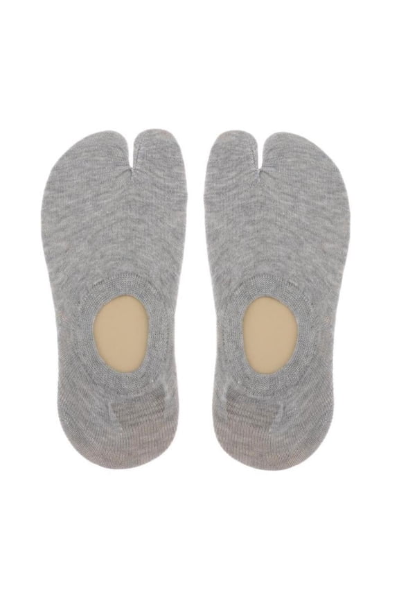 Unisex 2 Toe Flop Socks Tabi Socks Low Cut Cotton Boat Socks - Gray