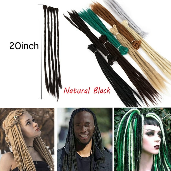 Unisex 20 Inch Dreadlocks Extensions Synthetic Dreads Hair Hip-Hop Style Handmade Locs Crochet Braiding Hair (Pack of 5 Strands)
