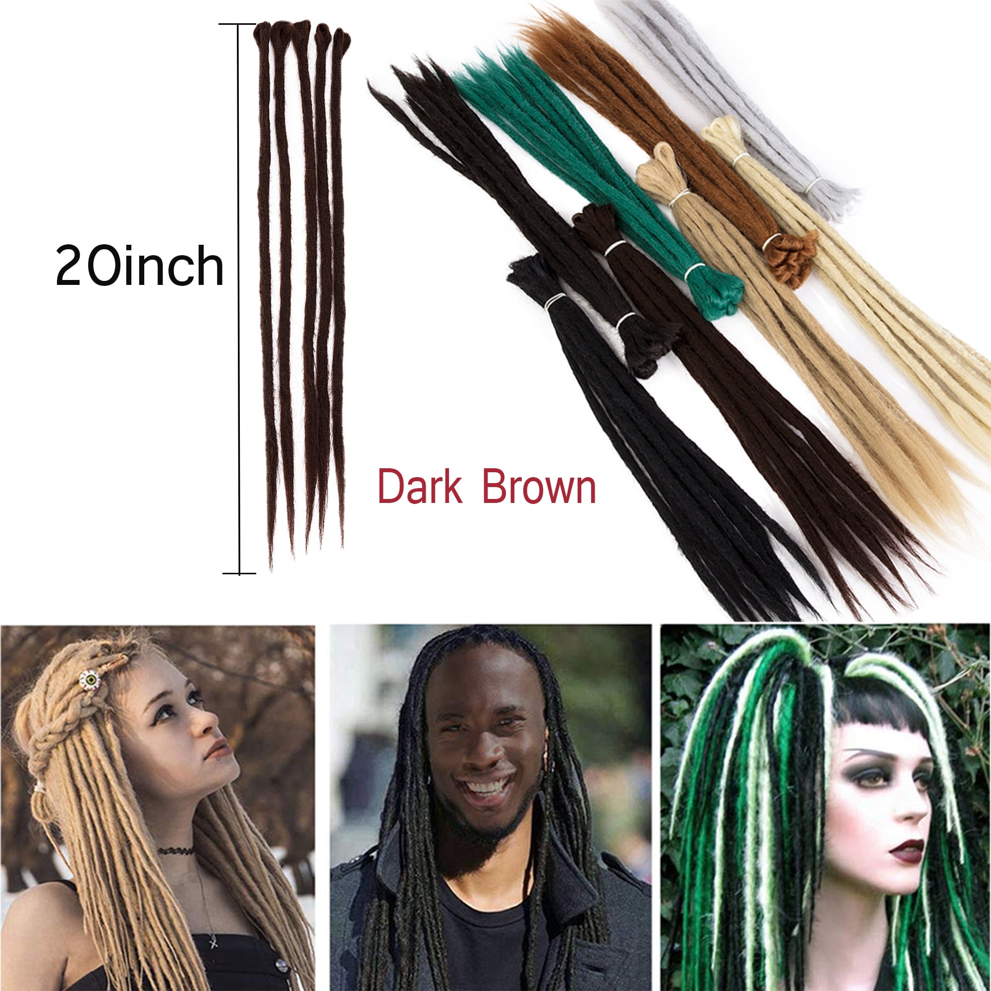 Unisex 20 Inch Dreadlocks Extensions Synthetic Dreads Reggae Hair