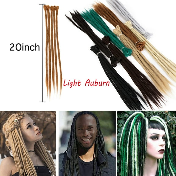 Unisex 20 Inch Dreadlocks Extensions Synthetic Dreads Reggae Hair Hip-Hop Style Handmade Locs Crochet Braiding Hair (Pack of 5 Strands)