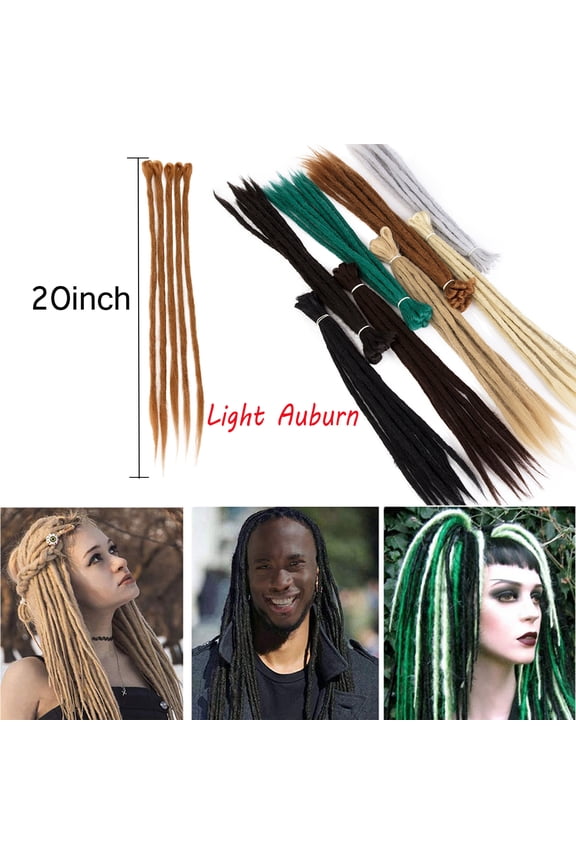 Unisex 20 Inch Dreadlocks Extensions Synthetic Dreads Reggae Hair Hip-Hop Style Handmade Locs Crochet Braiding Hair (Pack of 5 Strands)