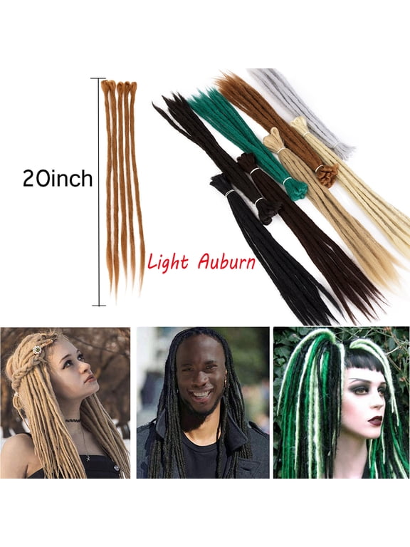 Unisex 20 Inch Dreadlocks Extensions Synthetic Dreads Reggae Hair Hip-Hop Style Handmade Locs Crochet Braiding Hair (Pack of 5 Strands)