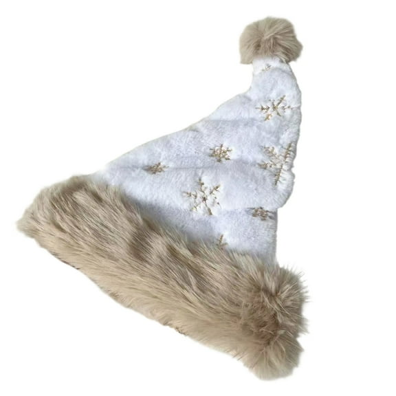 Unisex 2025 Festive Sequin Plush Santa Hat - Thickened Double-Layer Christmas Decoration Cap, Sparkly Holiday Party Headwear, Creative Festive Ornament for Adults & Gatherings