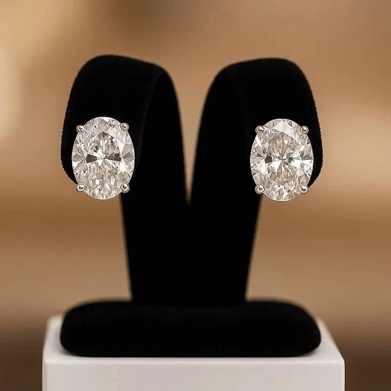 Unisex 2Ct Oval Cut Lab Created Diamond Solitaire Push Back Earrings 925 Sterling Silver