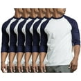 thumbnail image 1 of Unisex 3/4 Sleeve Casual Raglan Jersey Crew Neck Baseball Tee Shirts, 1 of 4