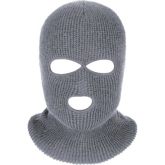 Unisex 3-Hole Knitted Ski Mask Full Face Mask Cover Neck Gaiter Winter Balaclava Warm Knit Beanie for Outdoor Sports (Gray)
