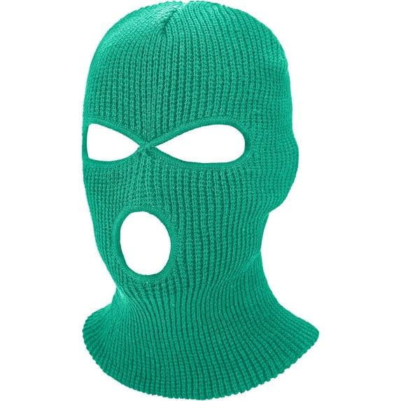 Unisex 3-Hole Knitted Ski Mask Full Face Mask Cover Neck Gaiter Winter Balaclava Warm Knit Beanie for Outdoor Sports (Green)